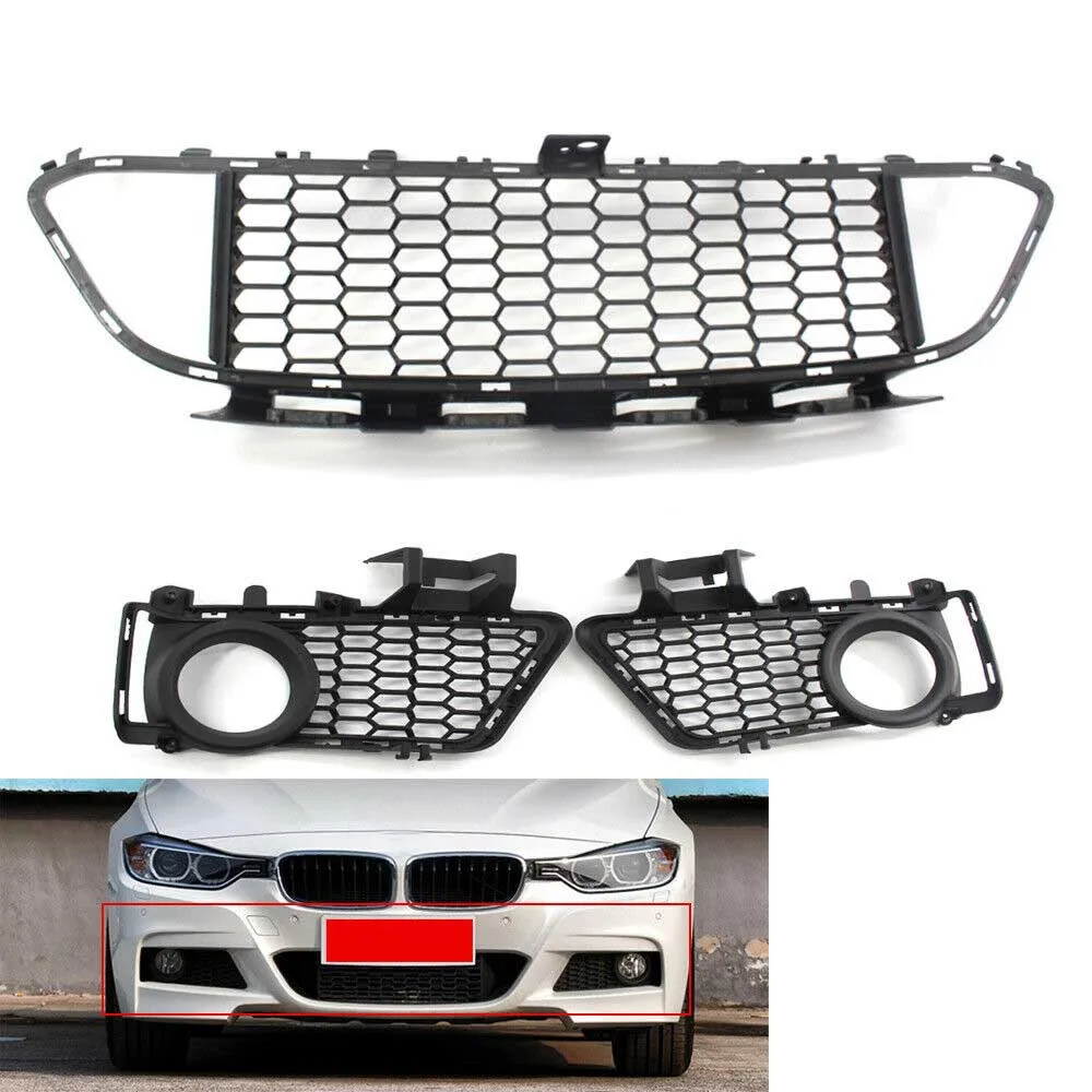 

M Sport Package Front Bumper Center and Side Fog Light Lamp Grille Grill For BMW F30 F31 F35 2012-2018 New 3PCS/1 Set