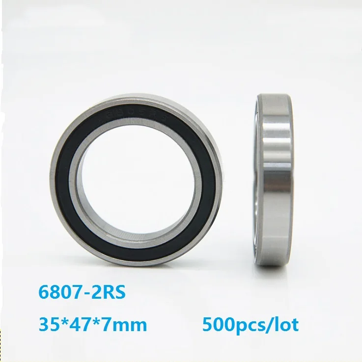 

500pcs/lot 6807-2RS 6807RS 6807 2RS High Quality Thin Wall Deep Groove Ball bearing 35×47×7mm Double rubber cover 35*47*7mm