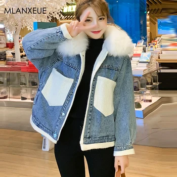

Cute Casual Cotton Liner Denim Jackets Women Winter Fashion Pccket Denim Coat Female Streetwear Oversize Jeans Bomber Outerwears