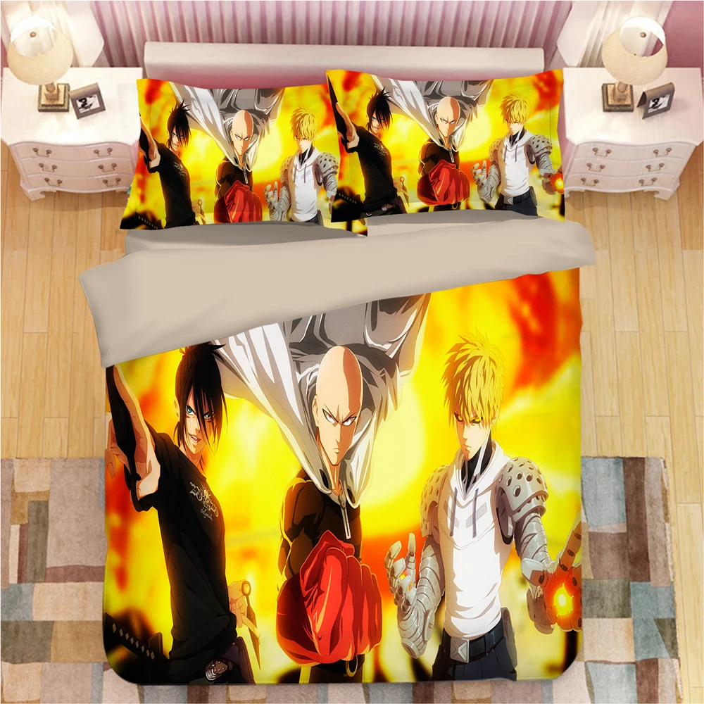 Постельный комплект ONE PUNCH MAN, мультяшный аниме, пододеяльники, 3D постельные принадлежности, королевские наволочки, Детские Мультяшные одеяла, постельные принадлежности, постельное белье s