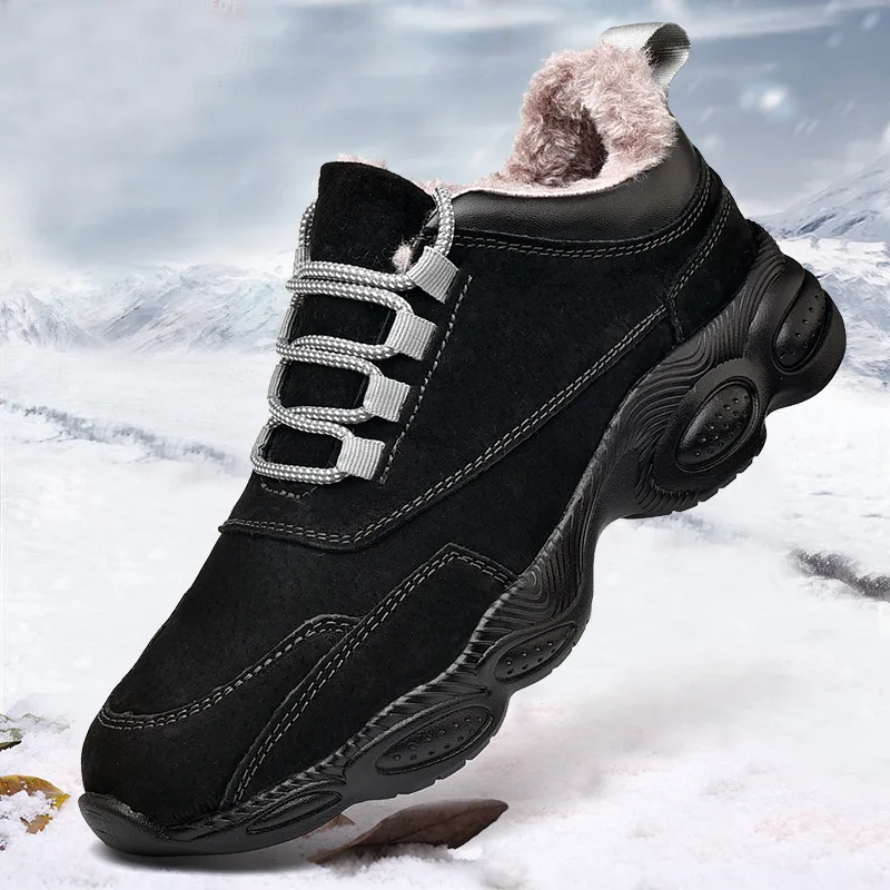 ZSAUAN/Замшевые Кожаные весенне-зимние мужские мягкие кожаные ботинки кэжуал, мужские удобные мягкие трендовые кроссовки на шнуровке для молодых мужчин, теплые меховые кроссовки на подкладке
