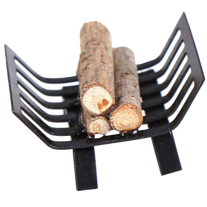 

1pc Best Sale 1/12 Dollhouse Furniture Metal Rack with Firewood for Living Room Fireplace Model