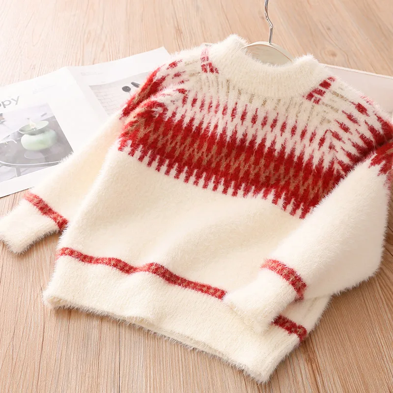 

Baby's Round Neck Sweater Autumn Winter 2019 New Girl's Children's Pullover Knitted Shirt Round Collar Long Sleeve Sweatshirts