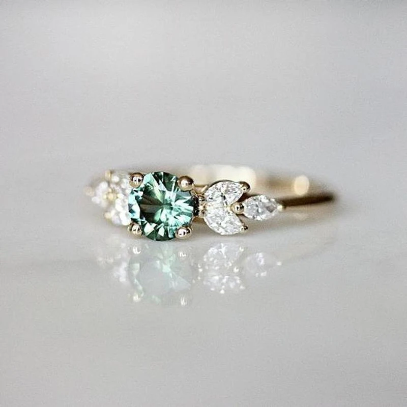 Изящные кольца с зеленым цирконием для женщин, обручальное кольцо на палец, женские модные свадебные кольца, ювелирные подарки, Bague Anillos Mujer