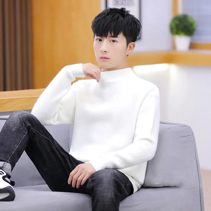 Long Sleeve Men Sweater Winter Pink 
