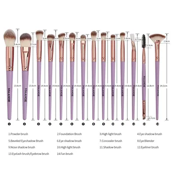 

14 Pcs/set Makeup Brushes Fashion Purple Handle Professional Foundation Powder Eyeshadow Blending Eyeliner Make up Brushes