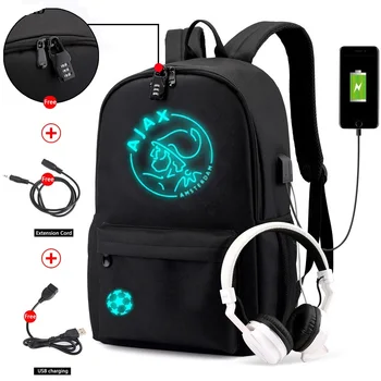 

Anti-theft Luminous Canva Waterproof Backpack for Men AJAX Student School Backpack Teenagers Girl Boy Book bag Capacity Mochilas