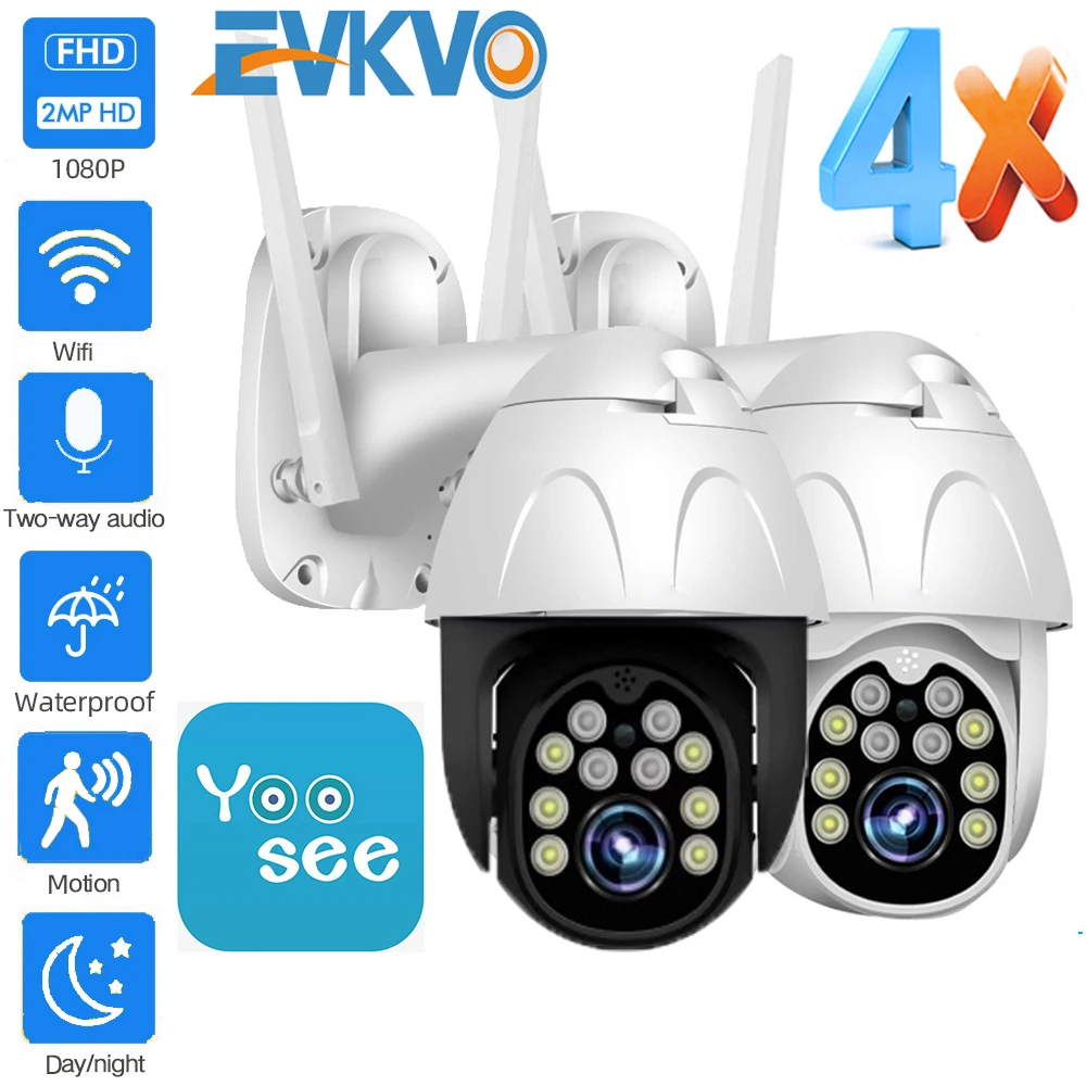 

EVKVO 1080p WiFi PTZ Camera Outdoor Wireless Home Security camera Speed Dome SD Card Cloud CCTV Video Surveillance Camera Yoosee