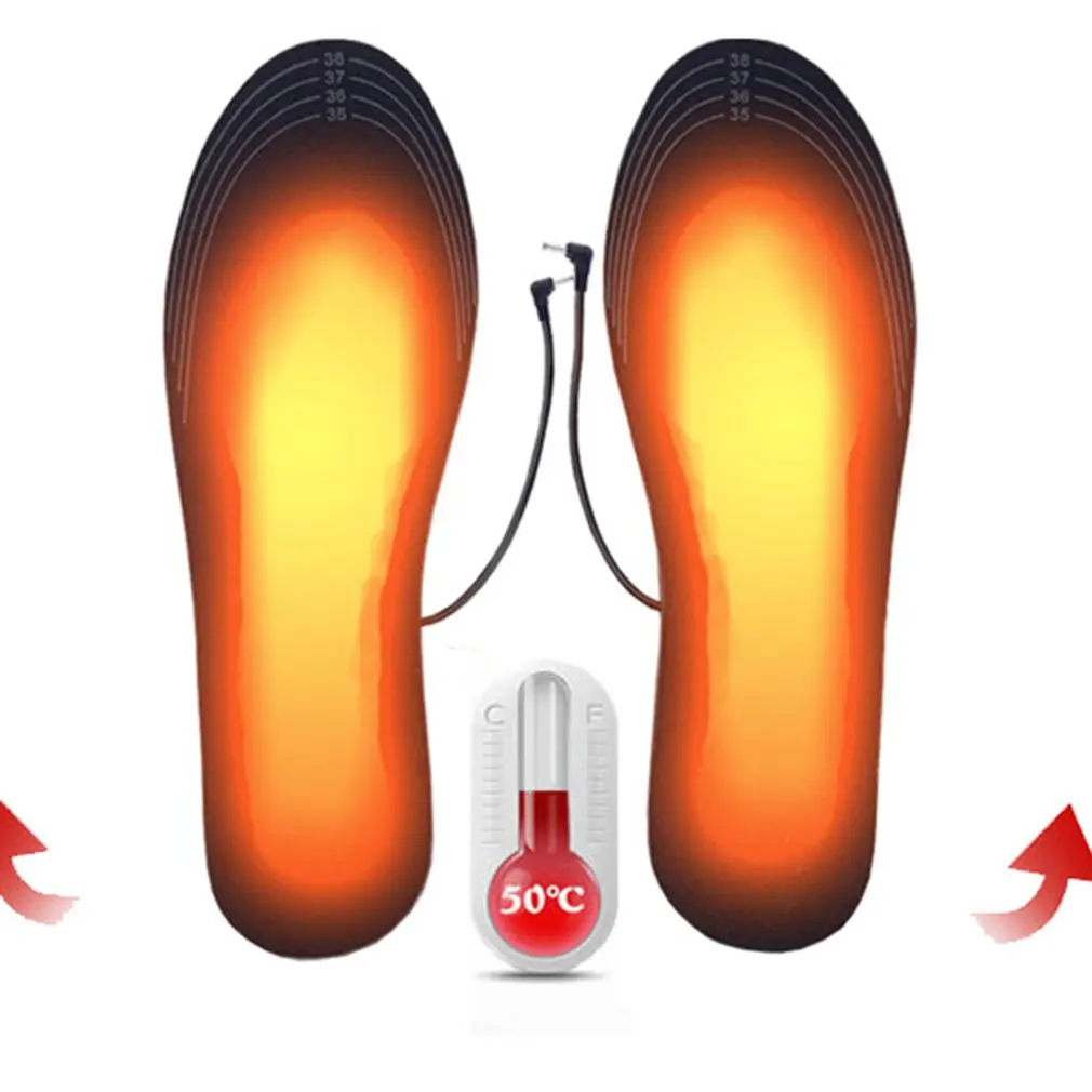 1 пара USB стельки с подогревом для ног, согревающие стельки для ног, теплые носки для ног, зимние уличные спортивные стельки для обуви, Теплые Зимние Стельки