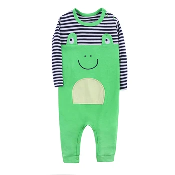

Newborns Romper Cartoon Frog Boys Girls Stripe Patchwork Jumpsuit Long Sleeve Cute Autumn Winter Pullover Baby Clothes 6-24M A20