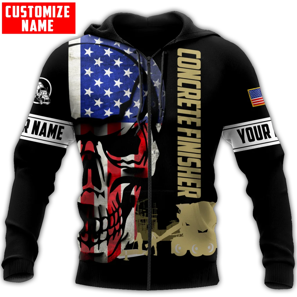 PLstar Cosmos 3DPrint Newest Concrete Finisher Skull Custom Name Combo Set Joggers Unique Streetwear Hoodies/Sweatshirt/Zip Q-3