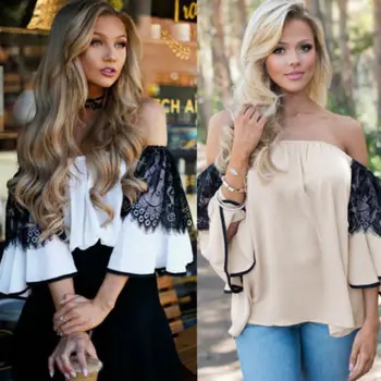 

Women's Plus Size 3/4 Sleeve T-shirt Cold Shoulder Floral Print Loose Blouse Top