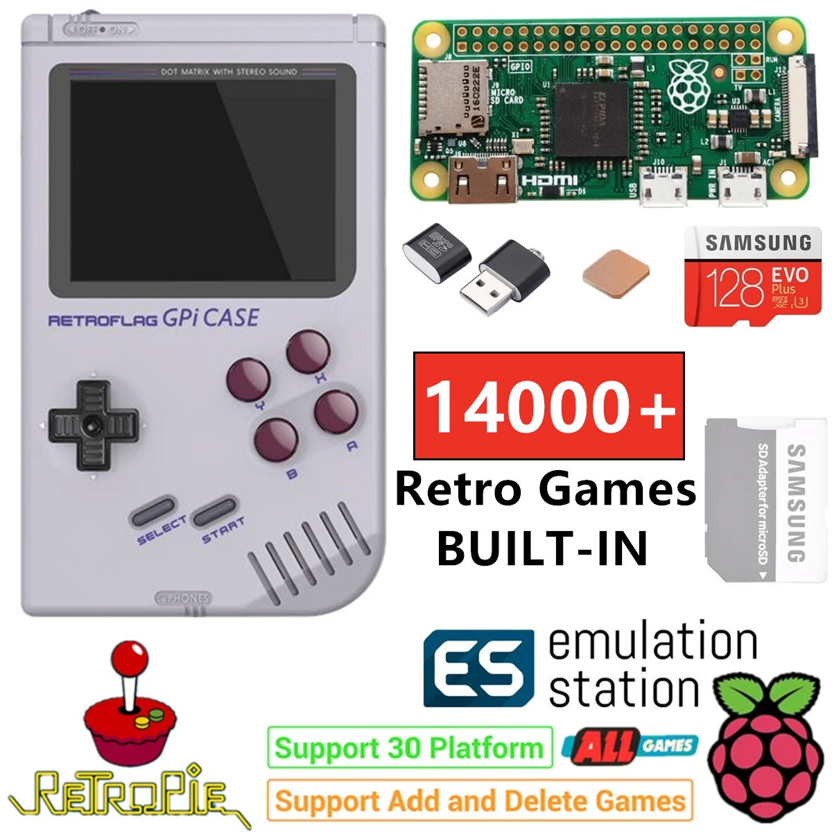 Raspberry Pi Zero портативная игровая консоль GPi чехол безопасное выключение 128 ГБ 14000+ игры Индивидуальные ES Retropie эмуляция игровая станция