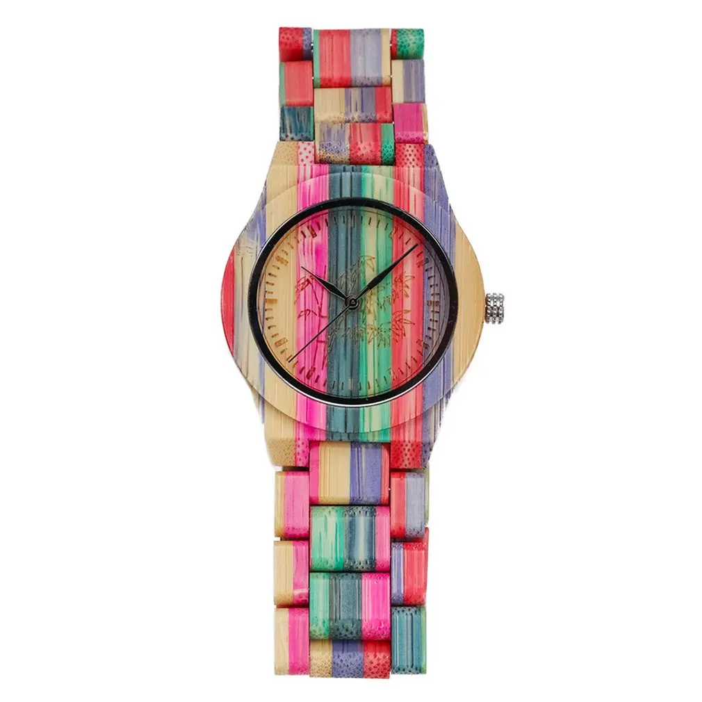 Модные Экологичные карбонизированные цветные бамбуковые деревянные часы женские часы relogio feminino