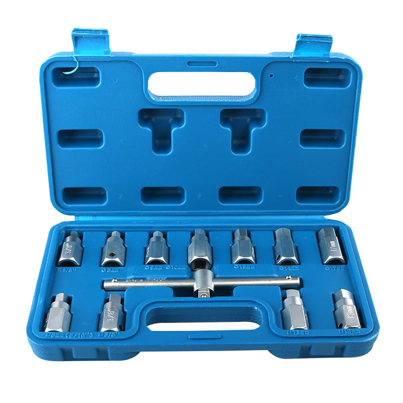 12Pcs/Set HEX Square Wrench Screw Socket Sump Key Set Wrench Drain Plug