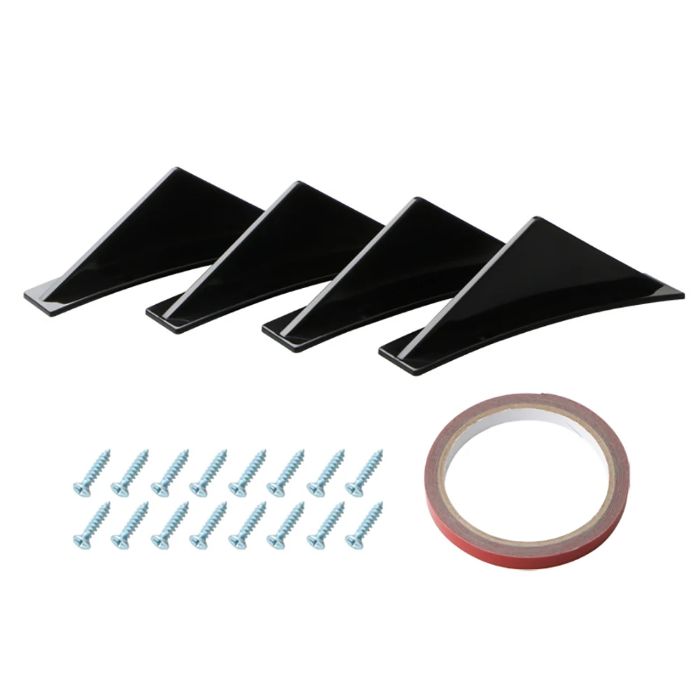 Car Rear Bumper Lip Diffuser Triangle Shark Fin Separator Decorative Kit 4PCS