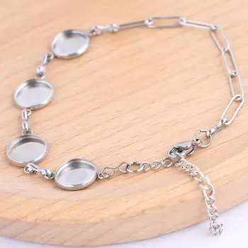 

Onwear 5pcs Stainless Steel 10mm Cabochon Bracelet Base Setting Blanks Diy Chain Bracelets Making Accessories