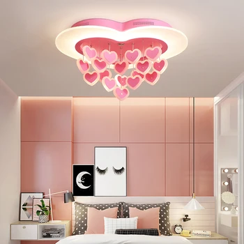 

Modern minimalist bedroom creative personality heart shaped pink ceiling lamp home romantic warm children's room lamp LB12519