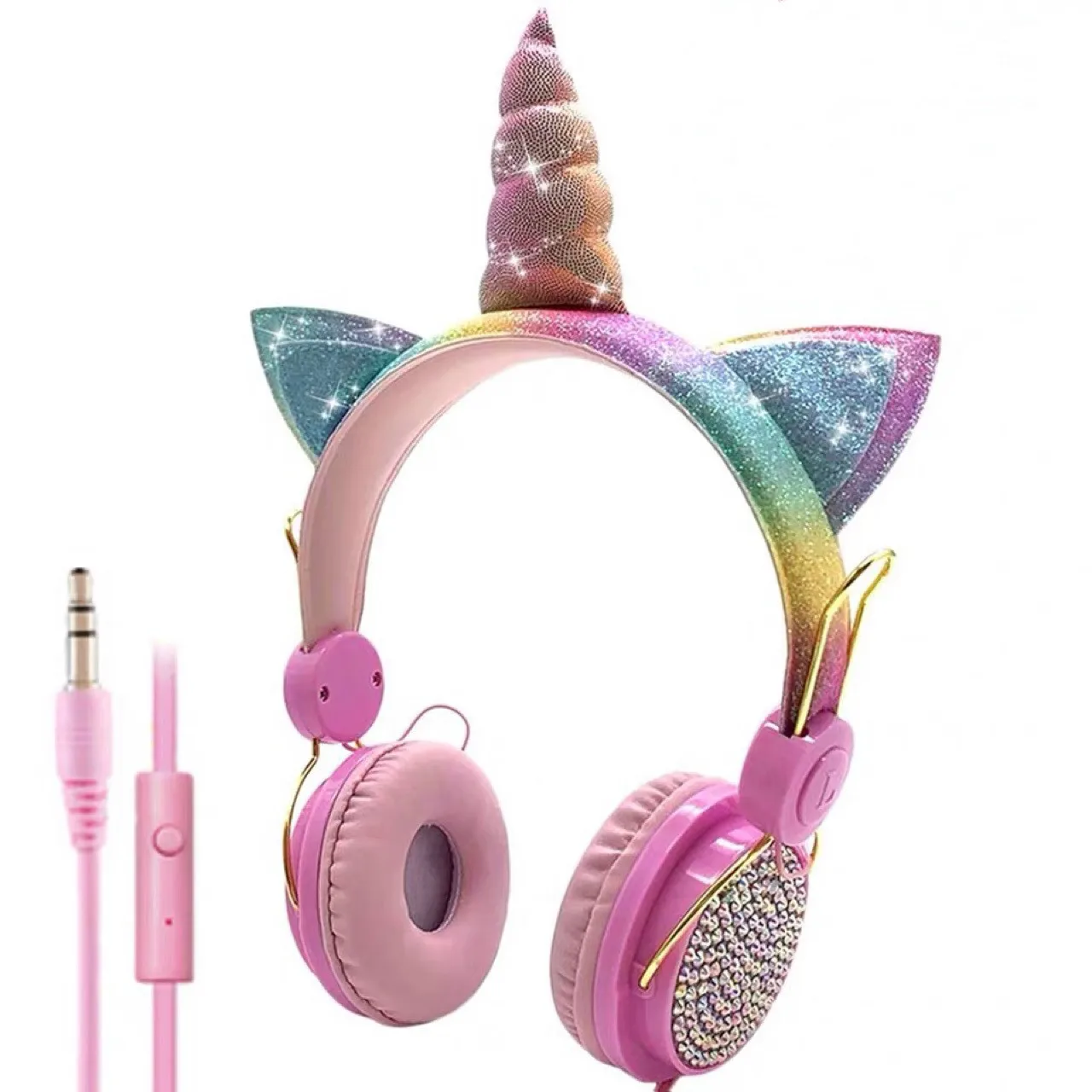 Cute Unicorn Wired Headphone With Microphone Girls Daugther Music Stereo Earphone Computer Mobile Phone Gamer Headset Kids Gift