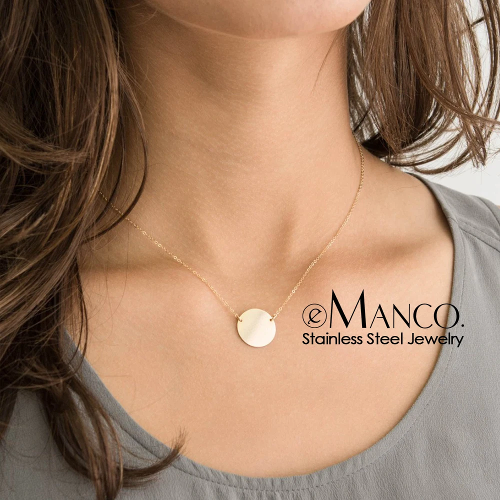 

eManco Minimalist Charm Necklace Stainless Steel Round Pendant Necklace for Women Fashion Jewelry Gifts Drop Shipping Wholesale