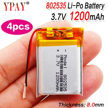 

4pcs High Quality 3.7V 802535 1200mAh Li-ion Polymer Lithium Battery 3.7 Volt Lithium Ion Li-po Li-polymer Batteries Cells