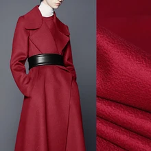 Качественные 155 см шириной 750 г/м вес красный двусторонний волнистый кашемир шерсть осень и зима пальто ткань DE1147