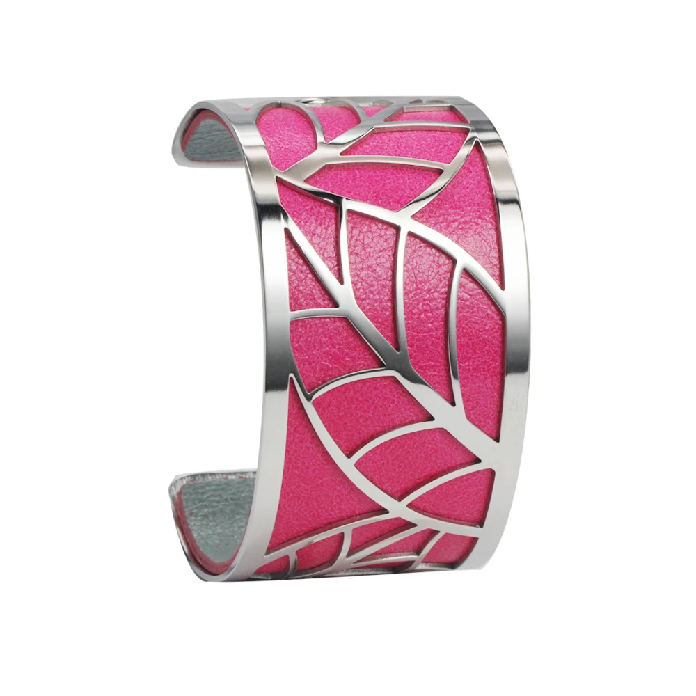 Legenstar Georgette Flower Bracelet manchette Bangle Reversible Leather Band Jewelry bijoux Cuff Bangle Femme Valentine Jewelry - Окраска металла: rose red