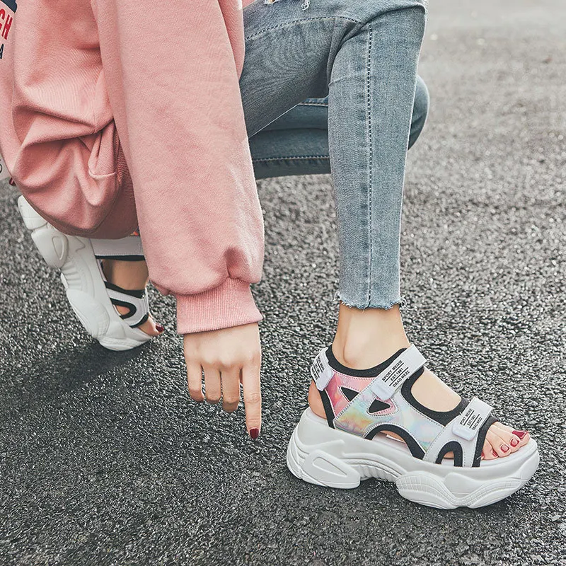

Summer New Style 2019 INS Dad Shoes Casual Versatile Korean-style WOMEN'S Sandals Muffin Thick Bottomed Sports Sandals Women's
