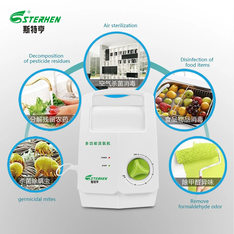 Sterhen дома озона дезинфекции машина озонатор воздуха воды фруктов и овощей для домашнего применения