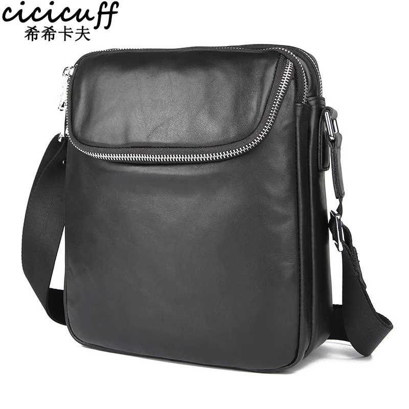 

2020 Summer New Mens Leather Bag First Layer of Leather Wide Shoulder Straps Messenger Bag Travel Men Cross Body Bag for IPad