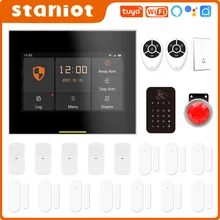 Staniot – système d'alarme de sécurité sans fil, wi fi, 21Kits, 433MHZ, Google Home, anti cambriolage, écran LCD tactile, prise en charge de Tuya Smart Life, avec Alexa,Prise en charge du français et de la voix