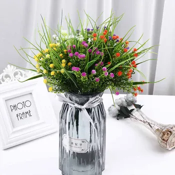 Beauty Artificial Plastic Fake Flowers Fake Plants Green Grass Simulation Flower For Home Wedding Party Decoration