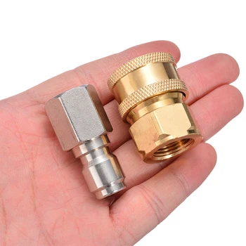

2pcs 3/8" Quick Release Coupling HP Coupling Pressure Washer Coupling Inner Dia 14.8mm Male 3/8" Female Probe Adapter Connector