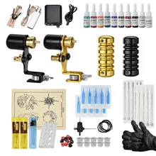 Постоянный макияж полный татуировки питания комплект татуировки машины пистолеты черный пигмент наборы мощность татуировки начинающих оборудование захвата