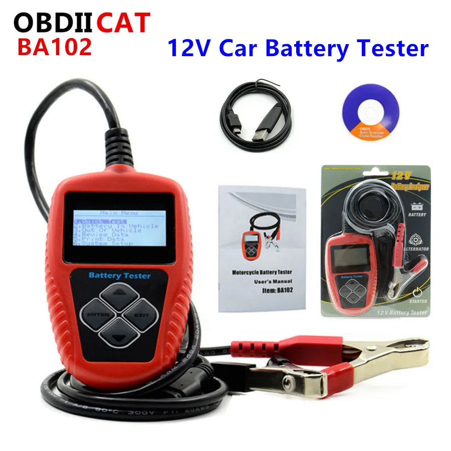 OBDIICAT QUICKLYNKS BA102 тестер батареи мотоцикла ЖК-дисплей 12V анализ срока службы