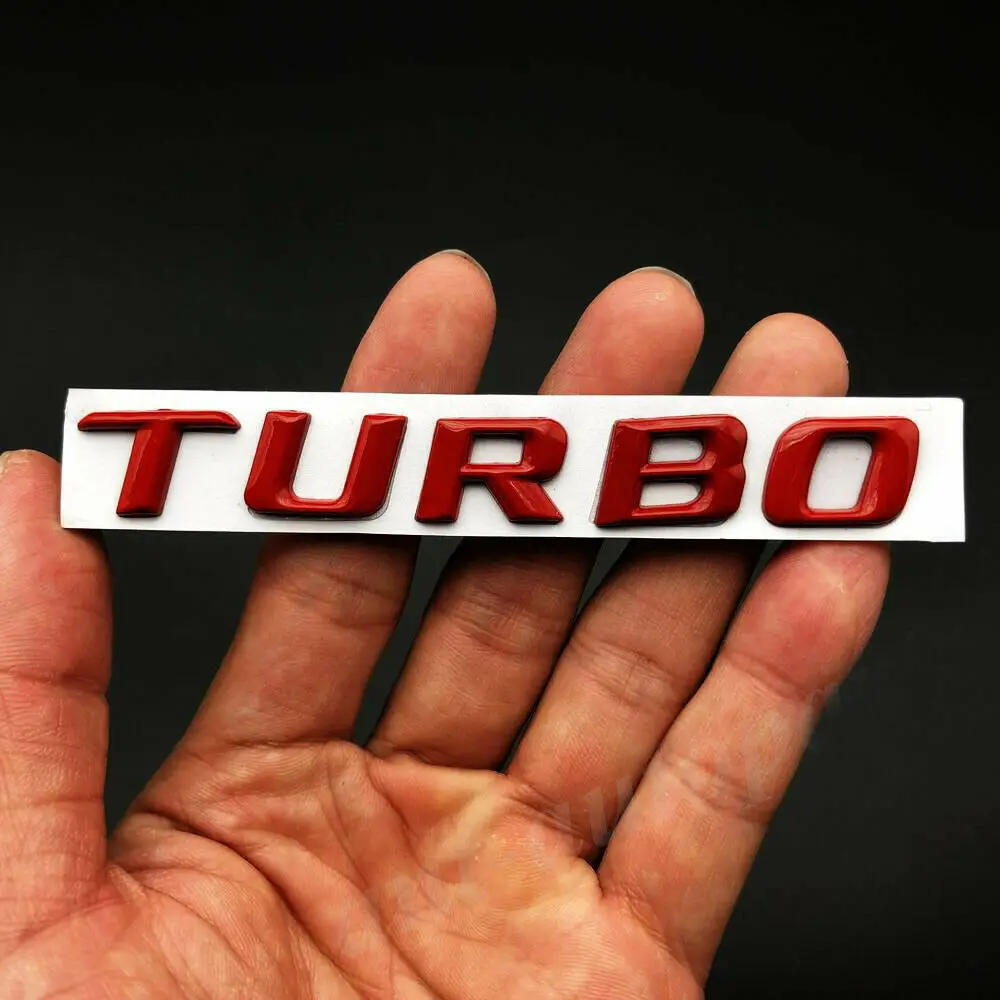 3D Metal Red Turbo Car Fender Emblem Badge Decalcomania Sticker V6 V8 V12 Biturbo E S