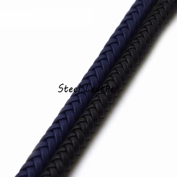 

2m/lot Approx 6mm Black Blue Braided Leather Bracelet Findings Round Leather Cord String Rope DIY Necklace Bracelet Making cord
