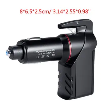 

USB Emergency Escape Tool Life-Saving Rescue Car Charger Spring Loaded Window Breaker Seat Belt Cutter Dual USB Port