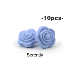 Elegant Rose Flower Silicone Bead Set for DIY Jewelry and Crafts (10 pcs) (Serenity)