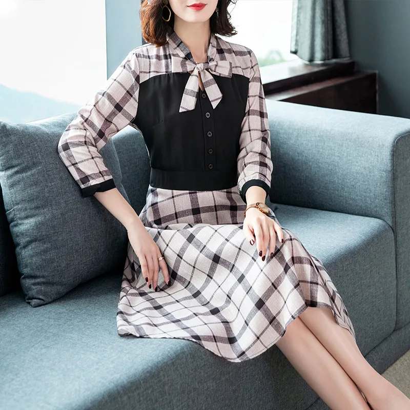 

By Age Western Style Plaid Dress Women's Early Autumn 2019 New Style Waist Hugging Slimming Elegant Popular Skirt