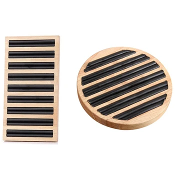 

1 Pc Rings Display Tray Wooden Round Ring Holder with Rectangle Bamboo PU Leather Tray Ring Display Holder Black