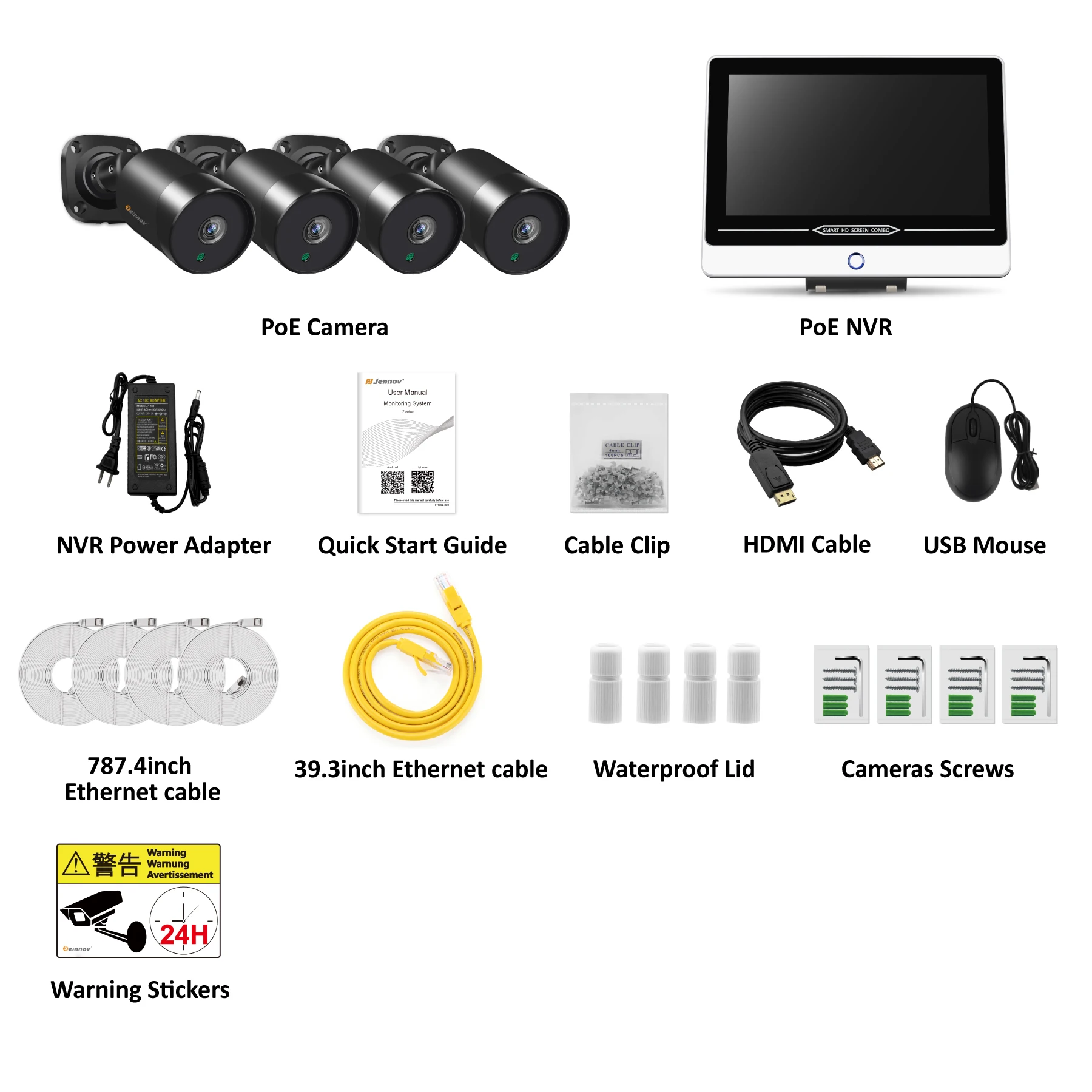 POE 5MP HD IP67 IP Video12-Inch Monitor NVR Surveillance Kit  WIFI CCTV System Hidden Wireless Outdoor Home Security