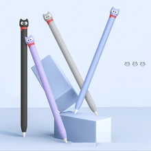 Étui à crayons en Silicone pour stylet, 2/1, antichoc, souple, design de dessin animé Kawaii, pour Apple Pencil 1 2 