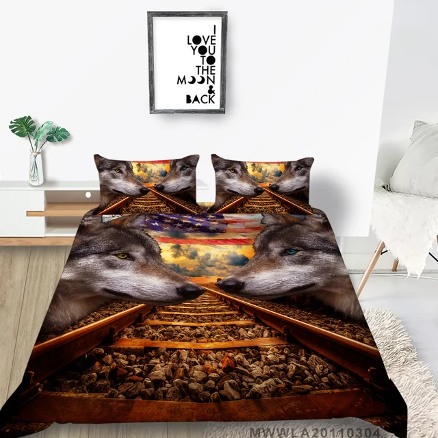 Hot Sale Bed Set Single 3D Simple High End Duvet Cover Wolf Series King Double Twin Full Queen Black And White Bedding Set