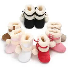 Обувь для маленьких девочек; мягкая обувь с подошвой для кроватки; теплые зимние сапоги для новорожденных детей