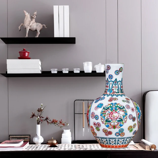 Jingdezhen Vase Ceramic Vase Antique Home Living Room Flower Arrangement Wine Cabinet Porcelain Ornaments 3