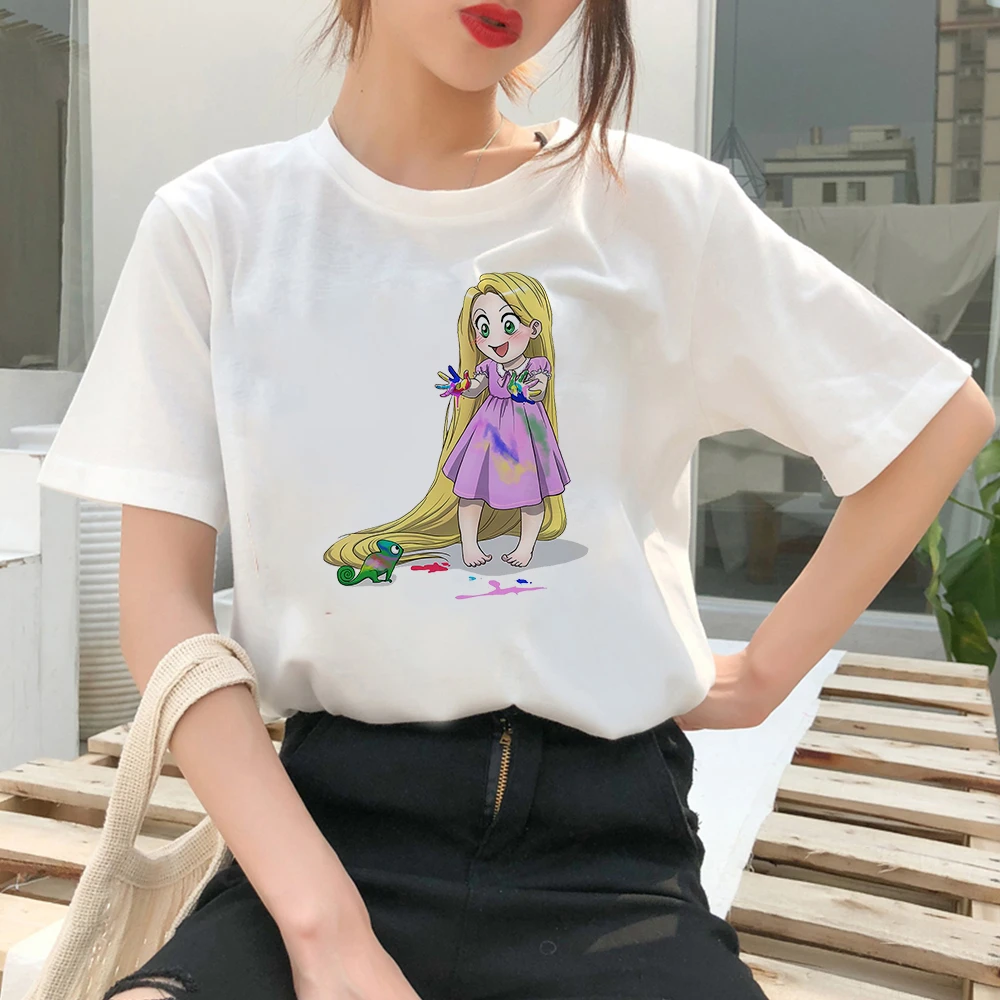 Disney Women S T Shirt Cute Lively Rapunzel Printed Kawaii Girls T Shirt Korean Trendy Ulzzang Shirt Princess Lady Street Wear T Shirts Aliexpress