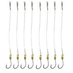 5Pcs Anti-Bite Stainless Steel Wire Leader Fishing Rigs Hooks Line Tackle Tool