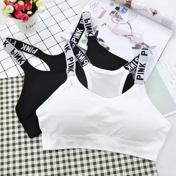 

Yfashion Women Fashion PINK Letters Printing Sports Bra One-piece Breathable Bra
