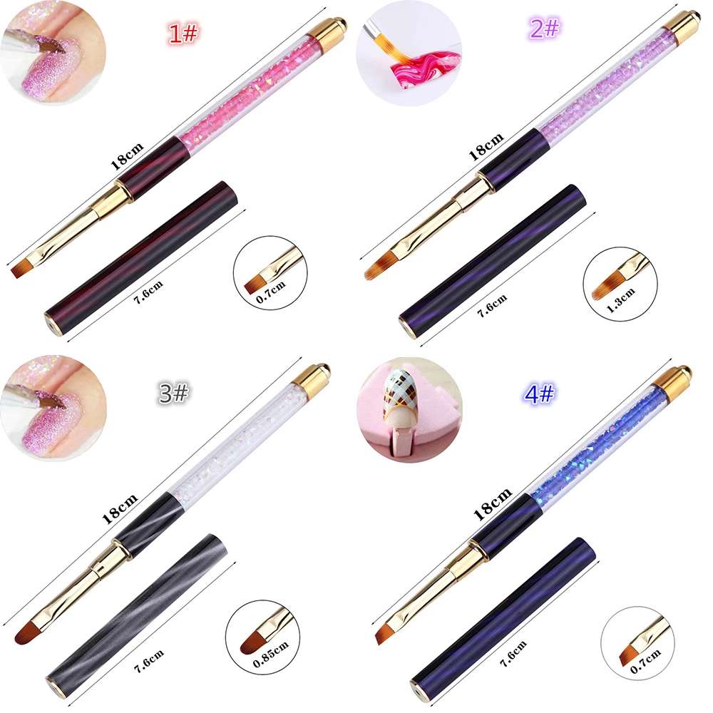 8 Types Nail Art Stripe Lines Pen Painting Cat Eye Brush Acrylic UV GEL Extension Builder Drawing Rhinestone Handle Pen Tools